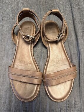 Frye Brown Leather Ankle-Strap Sandals